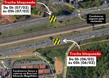Trânsito na Avenida Paralela sofrerá modificações durante a noite até a quarta-feira (7)
