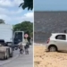 Carro invade faixa de areia em Porto Seguro